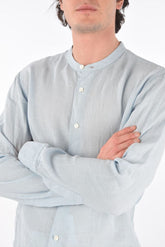 ZZEGNA linen slim fit Mandarin Collar shirt